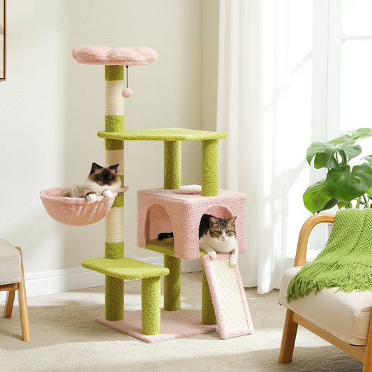 Flower Cat Tree Multi-Level Cat Tower with Sisal Covered Scratching Posts.