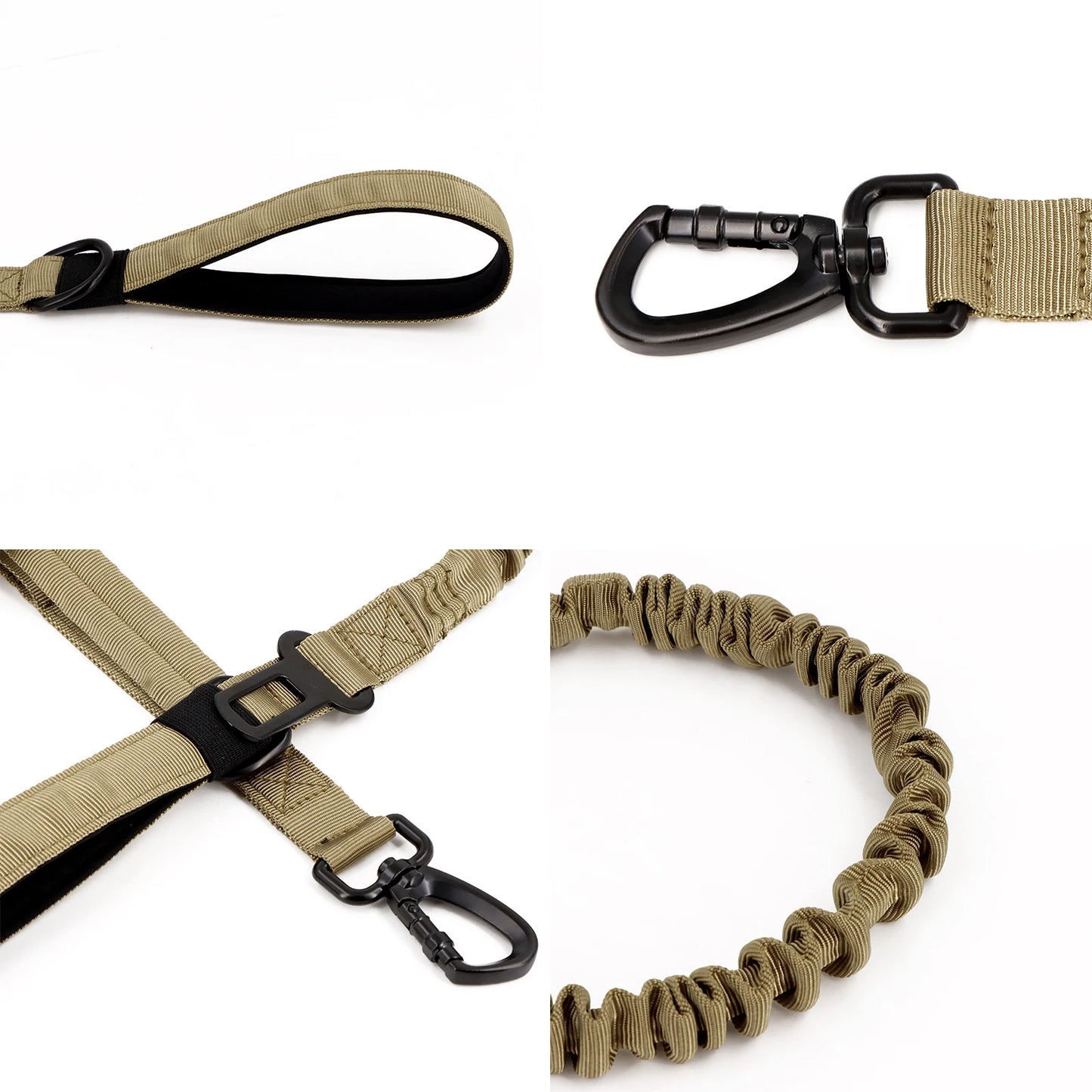 Military Dog Leashes. Adjustable Leash with Quick Release Elastic Rope,
