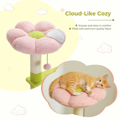 Flower Cat Tree Multi-Level Cat Tower with Sisal Covered Scratching Posts.