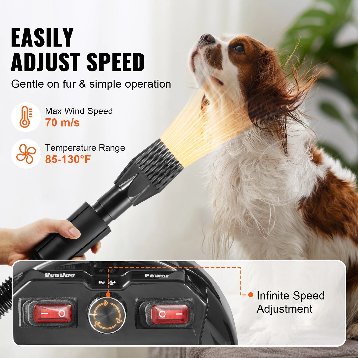 Dog Blow Dryer Adjustable Speed Temperature Control