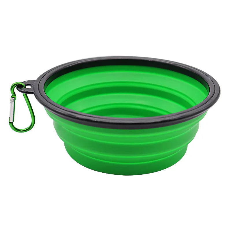 Folding Portable Silicone Dog Feeder Bowl.  2 In 1 Pet Dispenser Travel Dog Bowel