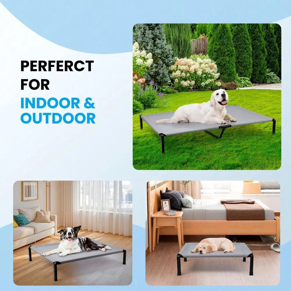 Dog Bed, Cooling Raised Pet Cot with Chew Proof Mesh Fabric A
