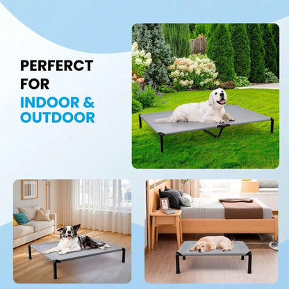 Dog Bed, Cooling Raised Pet Cot with Chew Proof Mesh Fabric A