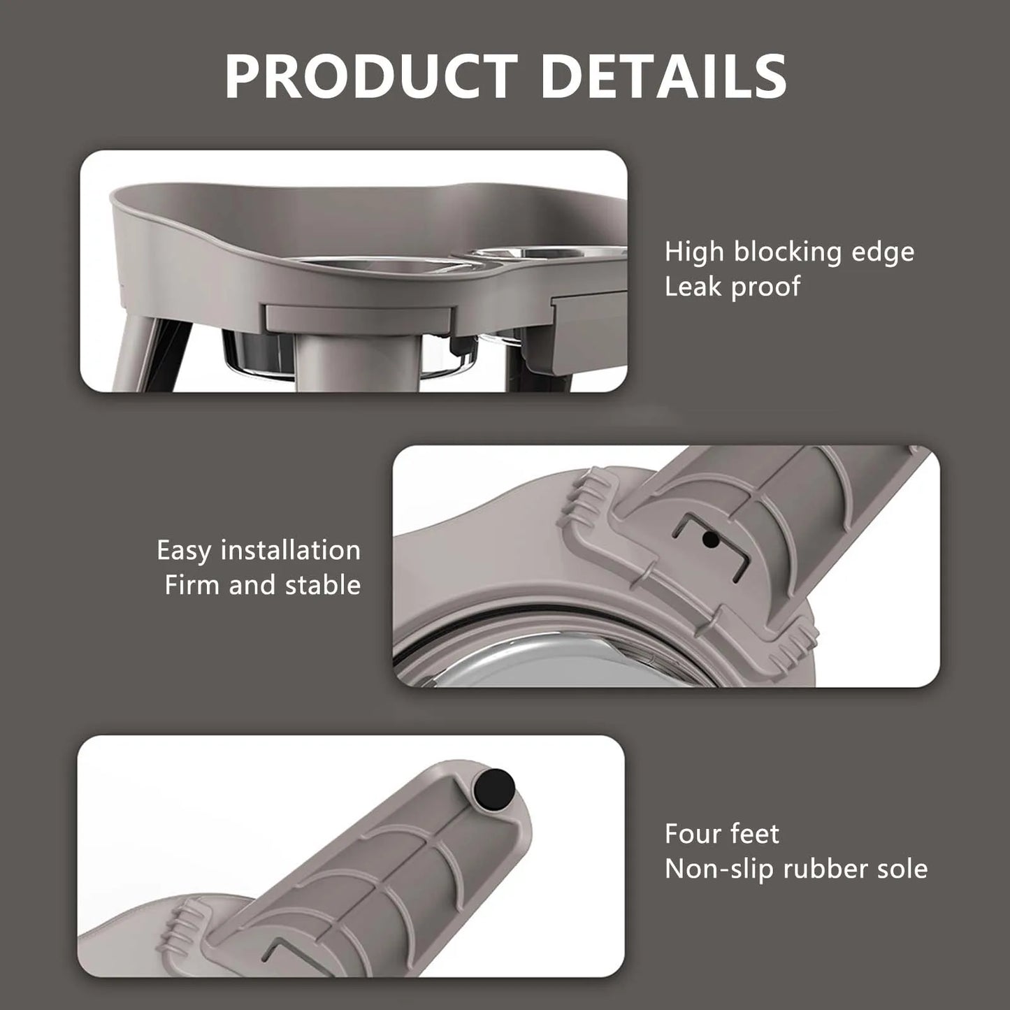 Raised Stand Elevated Dog Feeder Non-Slip and No Spill Design Bowl
