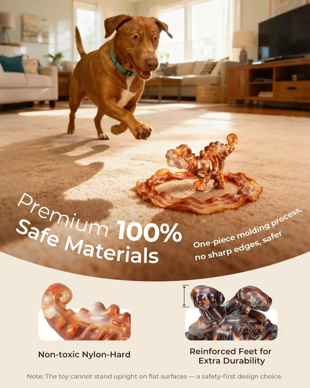 2 Pack Ultra-Dense Nylon Dog Chew Toys for Aggressive Chewers, Bacon Flavor, Long Lasting for Large Dogs 20-90 lbs