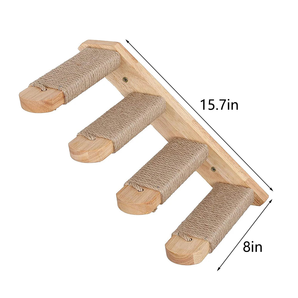 Cat Climbing Shelf with Wall Mounted Four Step Stairway.