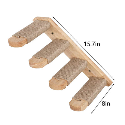 Cat Climbing Shelf with Wall Mounted Four Step Stairway.