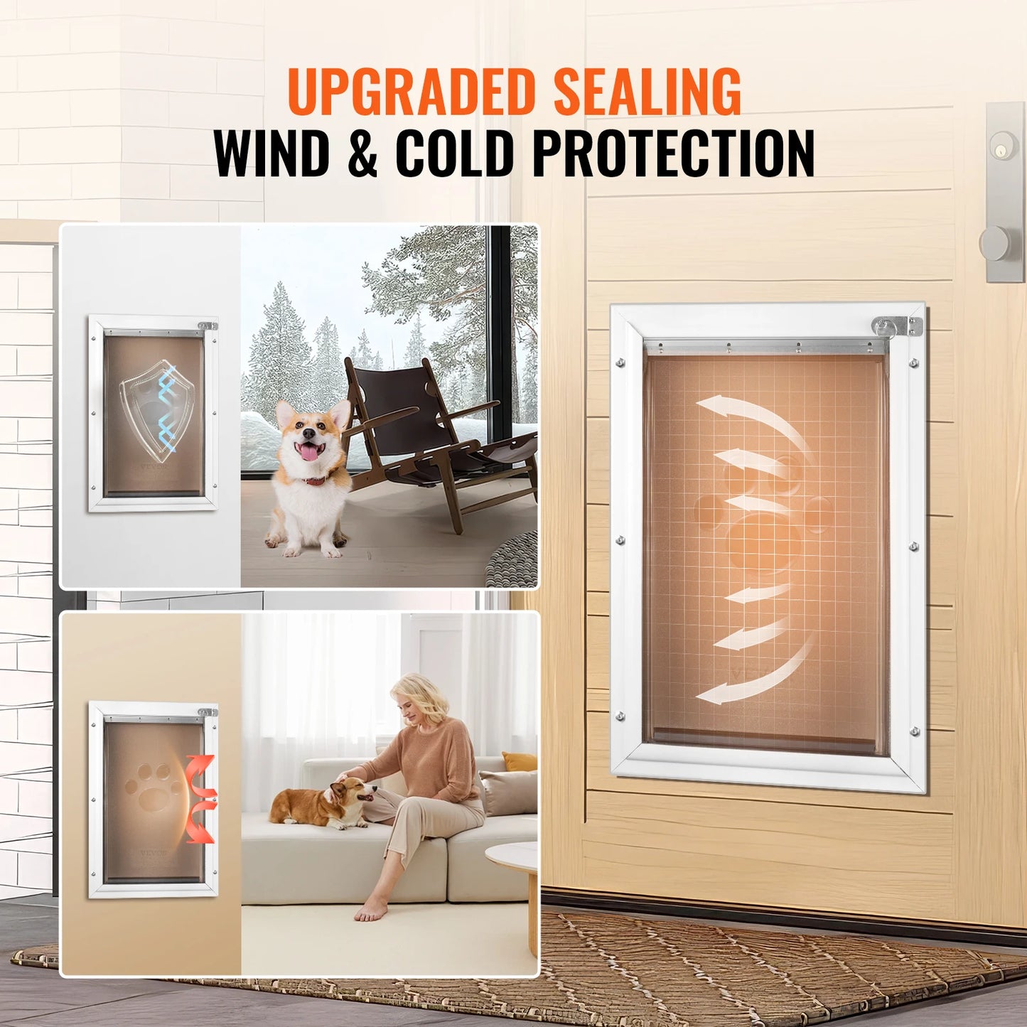 SucceBuy Pet Door Aluminum Frame with Lock and Flap System