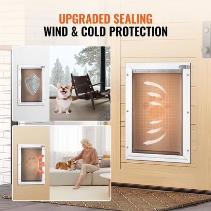 SucceBuy Pet Door Aluminum Frame with Lock and Flap System