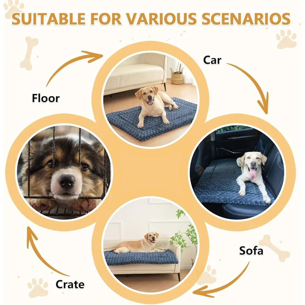 The dog crate pad, soft and fluffy pet kennel beds with anti-slip bottom dog cat sleeping mattress for ex