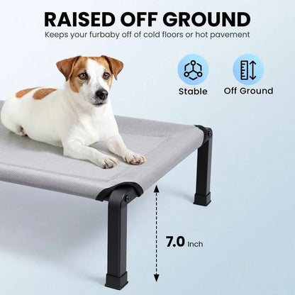 Dog Bed, Cooling Raised Pet Cot with Chew Proof Mesh Fabric A