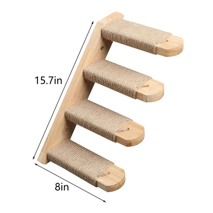 Cat Climbing Shelf with Wall Mounted Four Step Stairway.