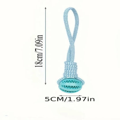 Cotton Rope & Rubber Dog Chew Ball and Treat Dispenser Toy.
