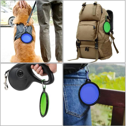 Folding Portable Silicone Dog Feeder Bowl.  2 In 1 Pet Dispenser Travel Dog Bowel