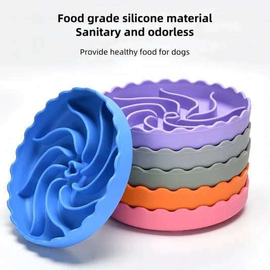 Dog Slow Food Bowl Food Grade Silicone Pet Slow Feeder Bowl with Suction Mat