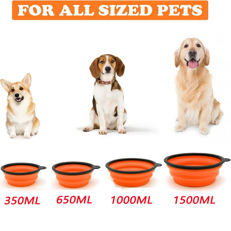 Folding Portable Silicone Dog Feeder Bowl.  2 In 1 Pet Dispenser Travel Dog Bowel