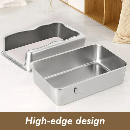 Extra Large Stainless Stell Cat Litter Box with Lid Sifting Litter Box High Sided