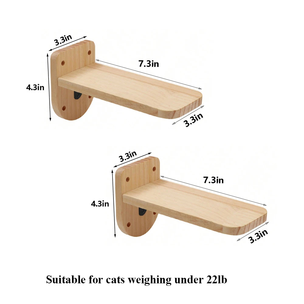 Cat Climbing Shelf with Wall Mounted Four Step Stairway.