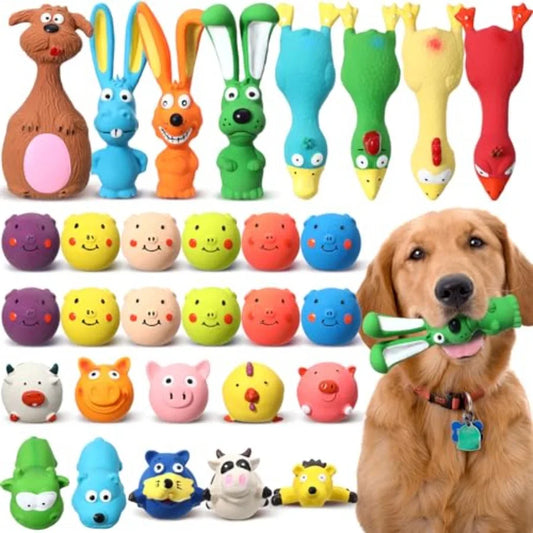 30 Pcs Latex Squeaky Dog Toys. Soft Rubber Dog Chews