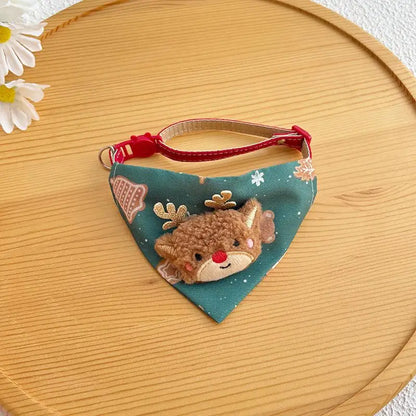 Adjustable Christmas New Pet Triangle Scarf Collar Cute Cat Christmas Accessories Dog Neck Collar Red Elk Necker chief