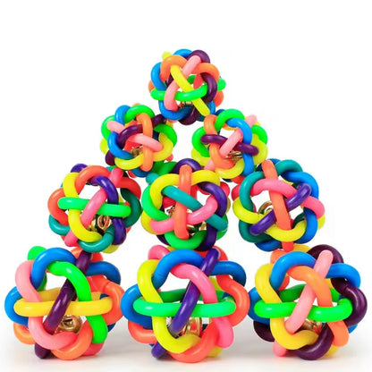 Colorful Ball Woven Toy Popular Dog Bite Resistant Rubber for Pet Chewing and Playing Fetching.