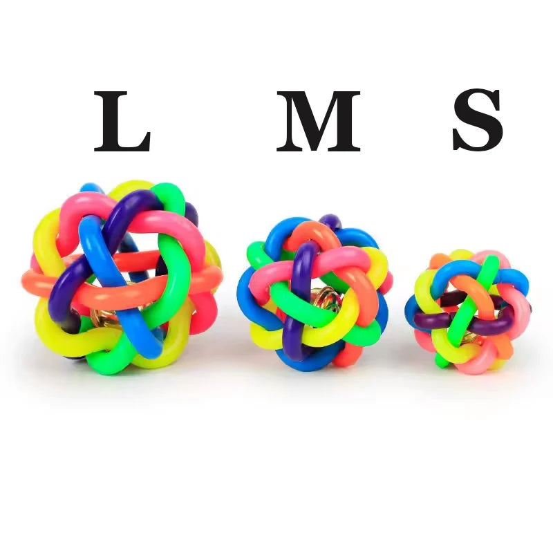 Colorful Ball Woven Toy Popular Dog Bite Resistant Rubber for Pet Chewing and Playing Fetching.