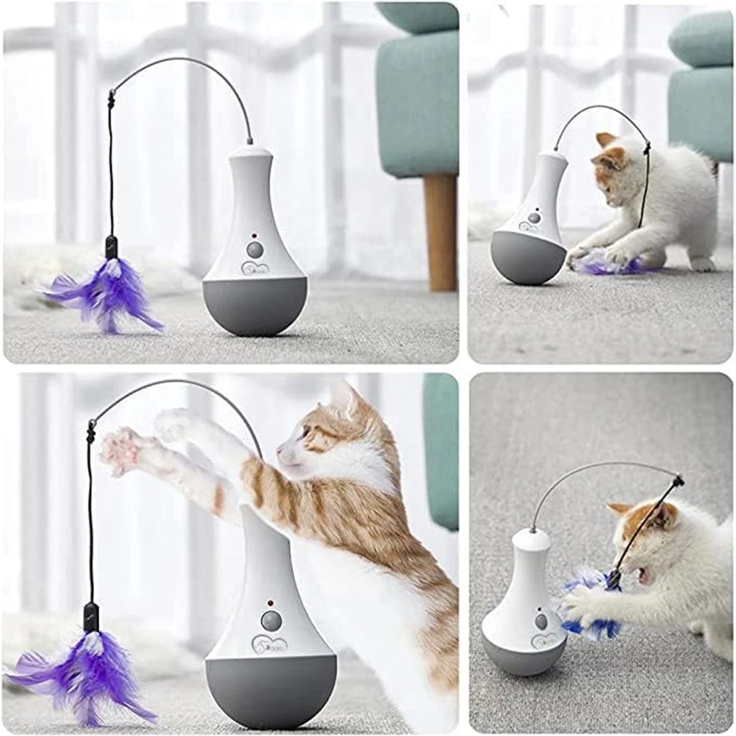 Cat Interactive Toys. With Funny Feather Kitten Teaser