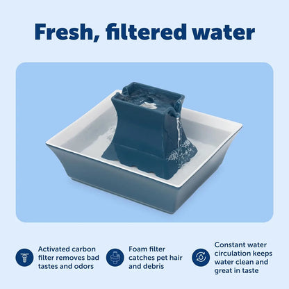 Ceramic Pet Water Fountain with Dual Streams, Elevated Bowl, 70 oz Capacity for Cats and Dogs