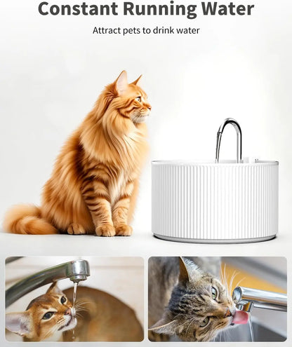 2.2L Ceramic Pet Water Fountain, Ultra-Quiet Automatic Dispenser for Cats and Small Dogs, BPA-Free