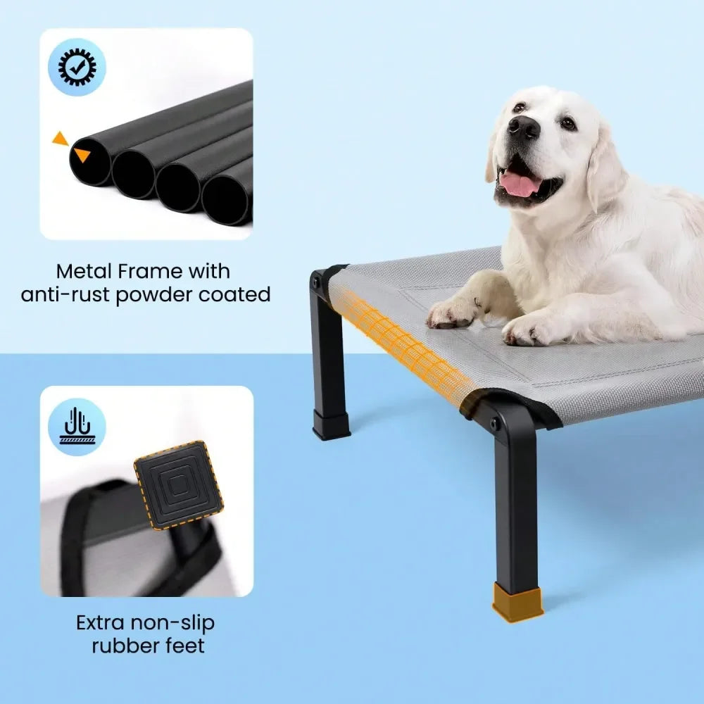 Dog Bed, Cooling Raised Pet Cot with Chew Proof Mesh Fabric A