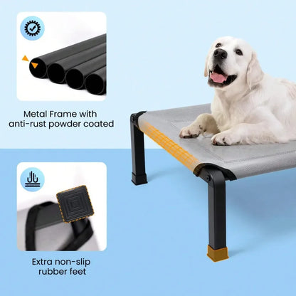 Dog Bed, Cooling Raised Pet Cot with Chew Proof Mesh Fabric A