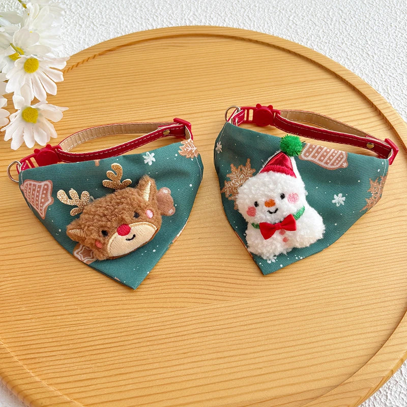 Adjustable Christmas New Pet Triangle Scarf Collar Cute Cat Christmas Accessories Dog Neck Collar Red Elk Necker chief