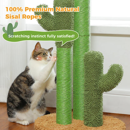 Cat Scratching Post with 3 Natural Scratching Poles and Interactive Dangling Ball,