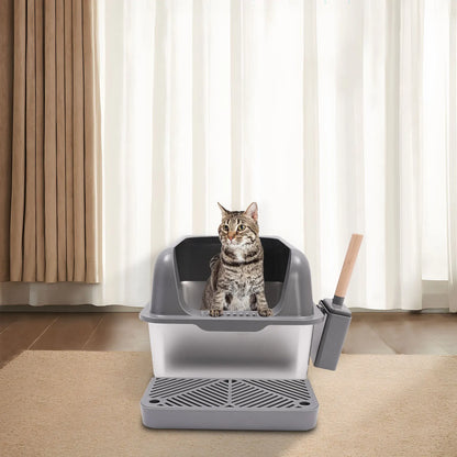 Stainless Steel Cat Litter Box with Protective Shovel