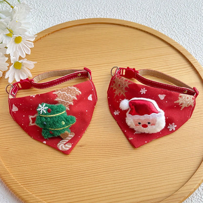 Adjustable Christmas New Pet Triangle Scarf Collar Cute Cat Christmas Accessories Dog Neck Collar Red Elk Necker chief