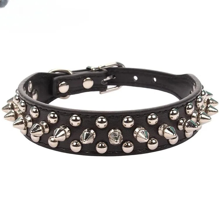 Adjustable Leather Pet Dog Collar Neck Strap. Leather Punk Rivet Spiked Dog Collar Pet Collars for Small Dog Cat