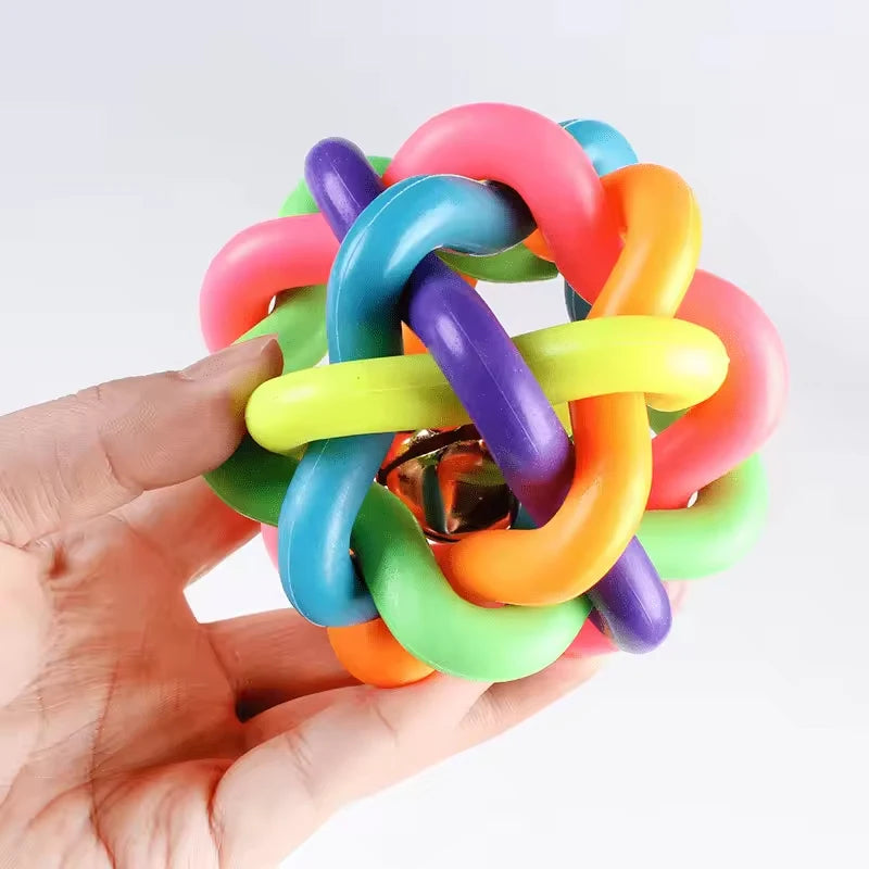 Colorful Ball Woven Toy Popular Dog Bite Resistant Rubber for Pet Chewing and Playing Fetching.