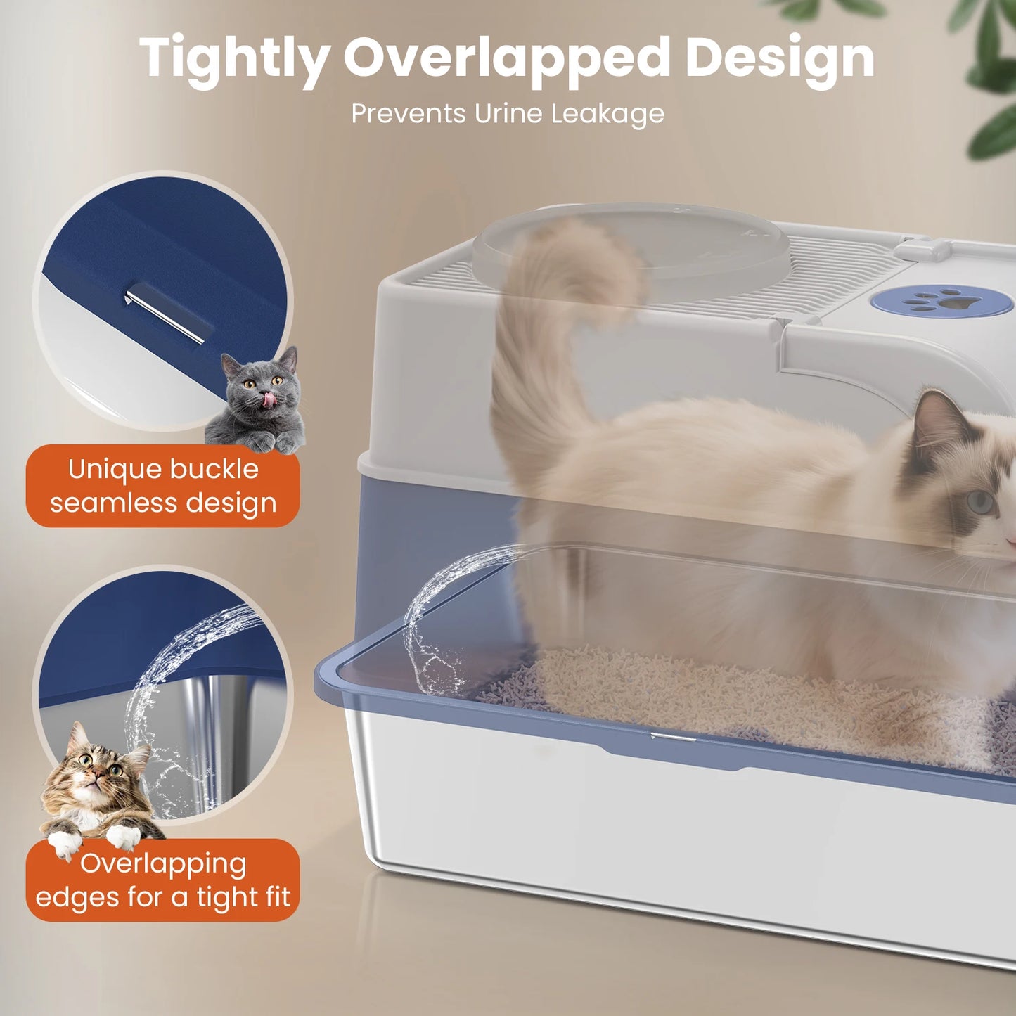 Stainless Steel Cat Litter Box.  Non-Stick Odor Control Easy Clean with Lid & Scoop