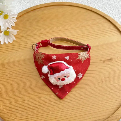 Adjustable Christmas New Pet Triangle Scarf Collar Cute Cat Christmas Accessories Dog Neck Collar Red Elk Necker chief