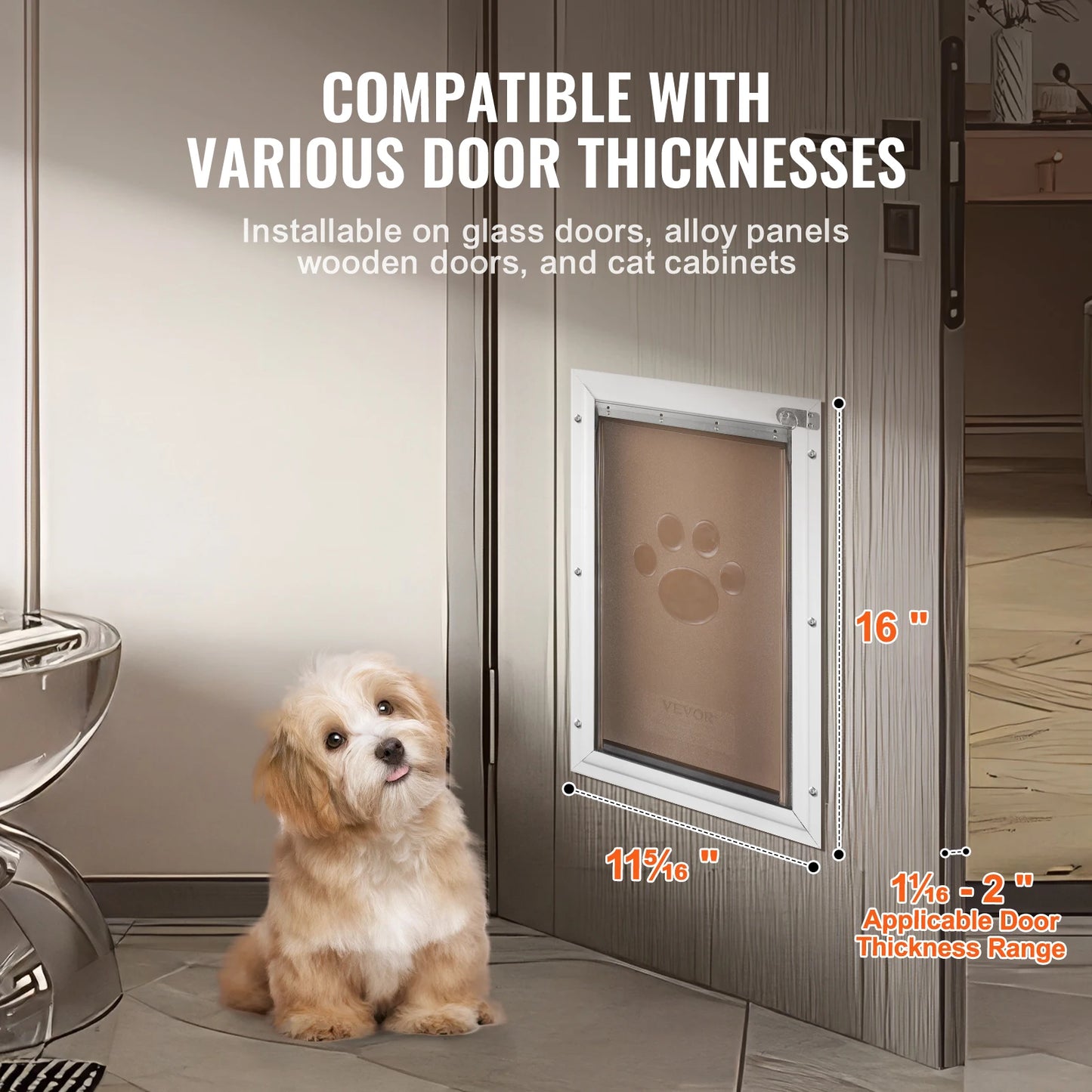SucceBuy Pet Door Aluminum Frame with Lock and Flap System