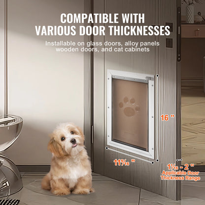 SucceBuy Pet Door Aluminum Frame with Lock and Flap System