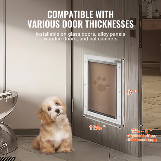 SucceBuy Pet Door Aluminum Frame with Lock and Flap System