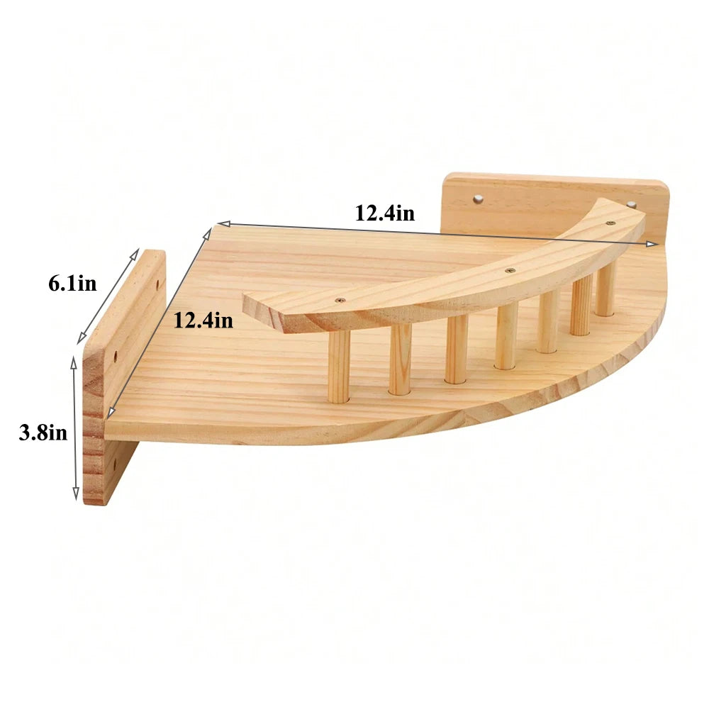 Cat Climbing Shelf with Wall Mounted Four Step Stairway.
