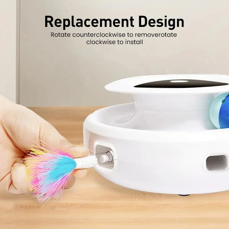 2 in 1 Smart Cat Toys with Automatic Feather Fun Ball Toy.  Set For Cat or Dog with 5 Modes Electronic Interactive.