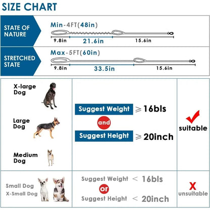 Dog Leash Comfortable Padded Heavy Duty Bungee No Pull Reflective Lead
