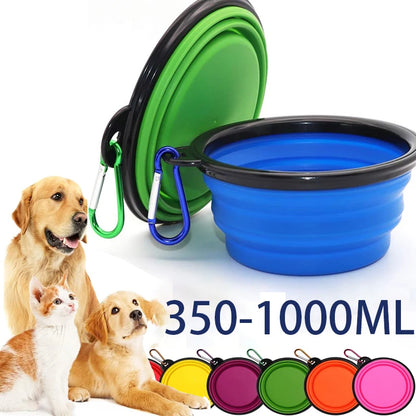 Folding Portable Silicone Dog Feeder Bowl.  2 In 1 Pet Dispenser Travel Dog Bowel