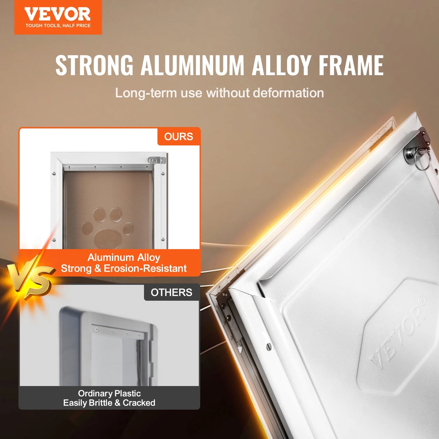 SucceBuy Pet Door Aluminum Frame with Lock and Flap System