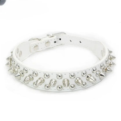 Adjustable Leather Pet Dog Collar Neck Strap. Leather Punk Rivet Spiked Dog Collar Pet Collars for Small Dog Cat