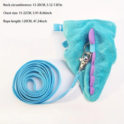 Ferret Lead Rope Vest Type. Adjustable Pet Rope Cute Dinosaur Shape with Bell for Walking Mice