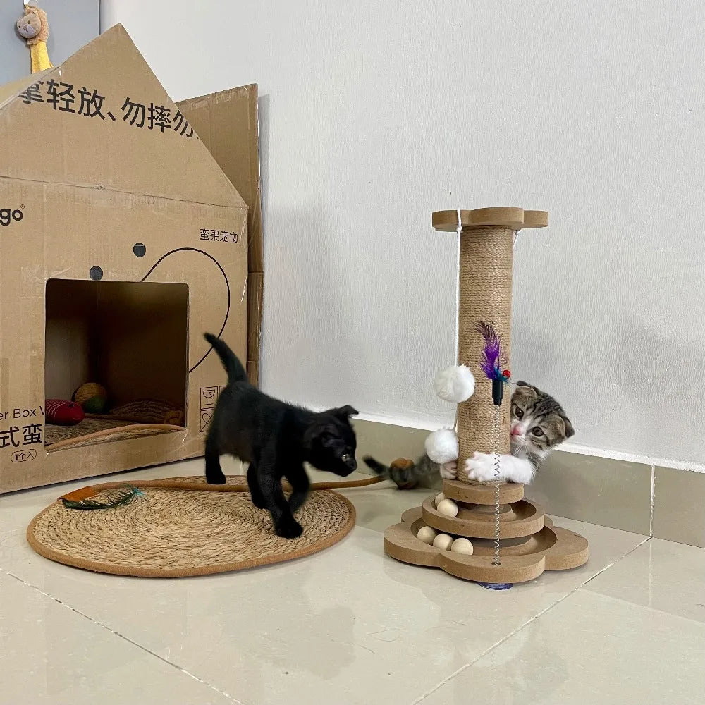 Cat Scratching Post with Teaser Wand. This will keep your cat busy for hours.